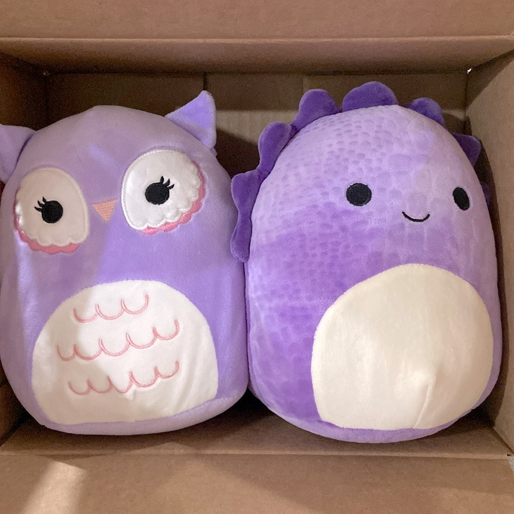 2 8” squishmallows | Owl & Triceratops